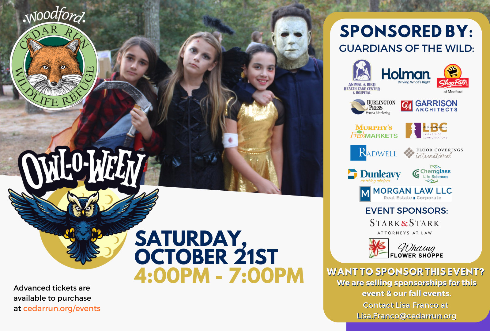 TICKETS AVAILABLE! Owl-O-Ween Fun at Cedar Run